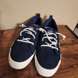 Sperry Womens Blue Canvas Sneakers Size 9.5